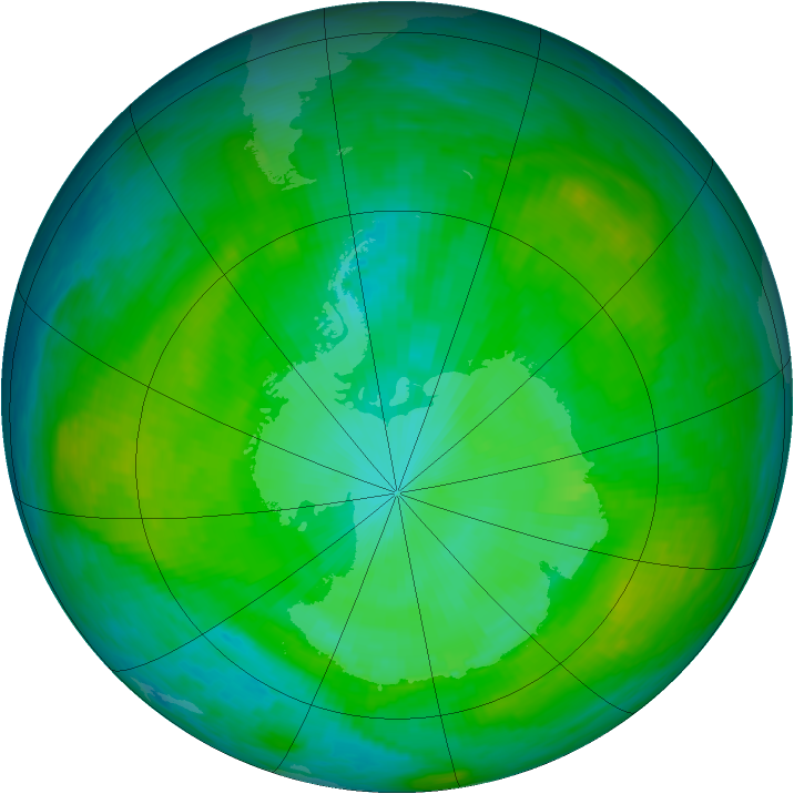 Antarctic ozone map for 07 January 1989